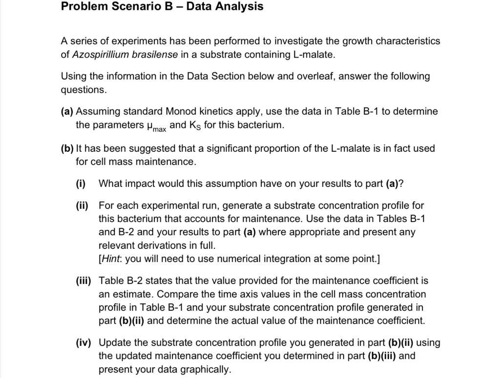 Problem Scenario B - Data Analysis A Series Of | Chegg.com