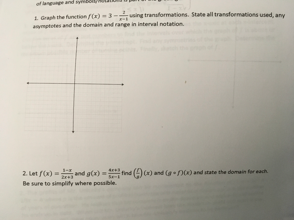 Solved of language and symbols/ 1. Graph the function f(x) = | Chegg.com