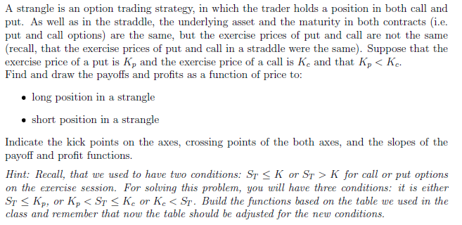 A strangle is an option trading strategy, in which | Chegg.com
