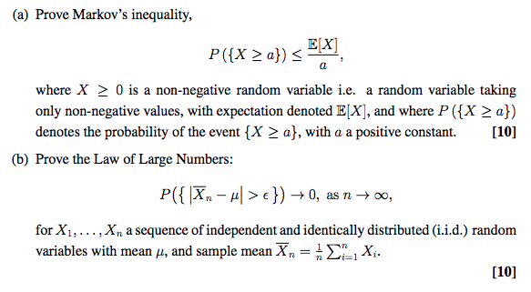 Solved (a) Prove Markov's Inequality, E[x] Where X 2 0 Is A 