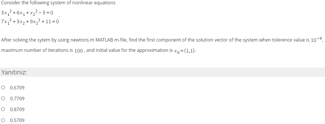 Solved Consider The Following System Of Nonlinear Equations | Chegg.com