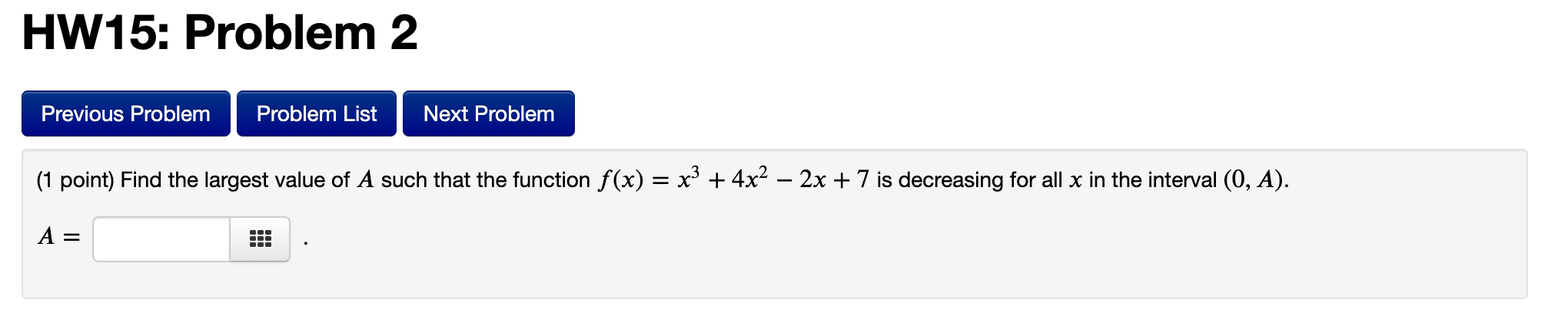 Solved HW15: Problem 1 Previous Problem Problem List Next | Chegg.com