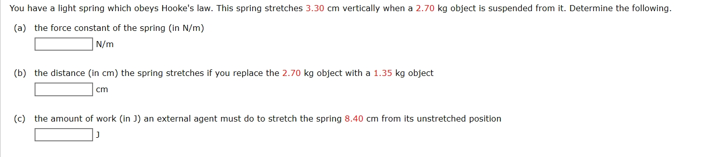 Solved You have a light spring which obeys Hooke's law. This | Chegg.com