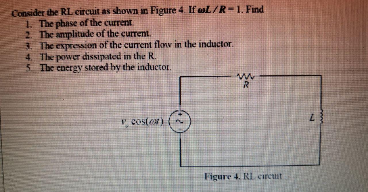 Solved Consider the RL circuit as shown in Figure 4. If | Chegg.com
