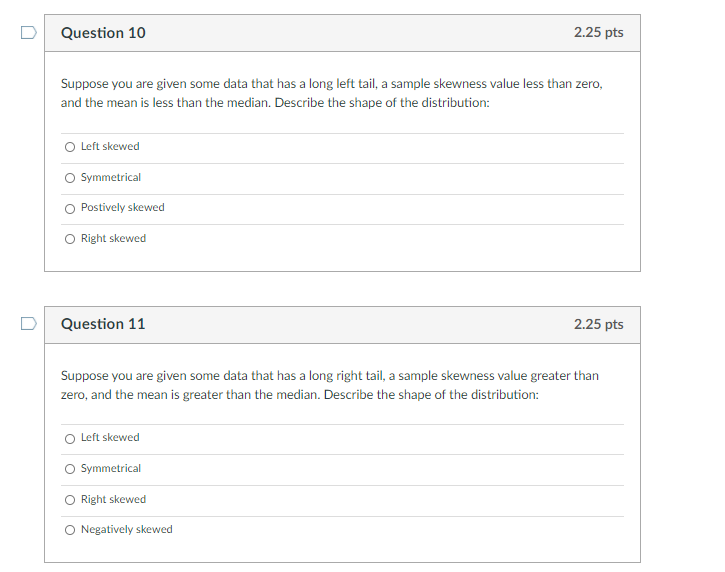 Solved Question 10 2.25 pts Suppose you are given some data | Chegg.com