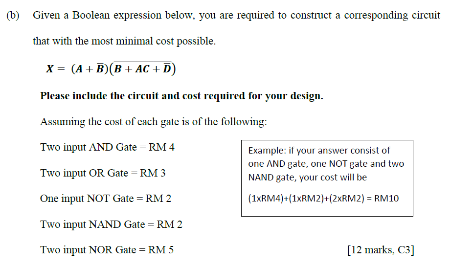 Solved (b) Given A Boolean Expression Below, You Are | Chegg.com