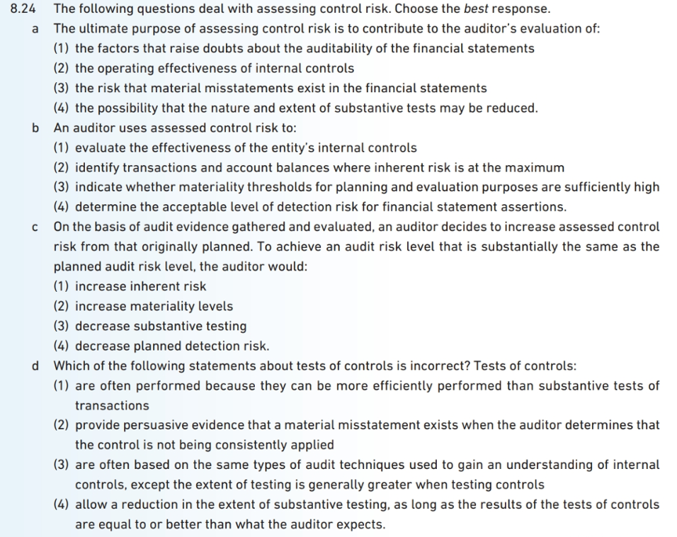 Solved 8.24 The following questions deal with assessing | Chegg.com