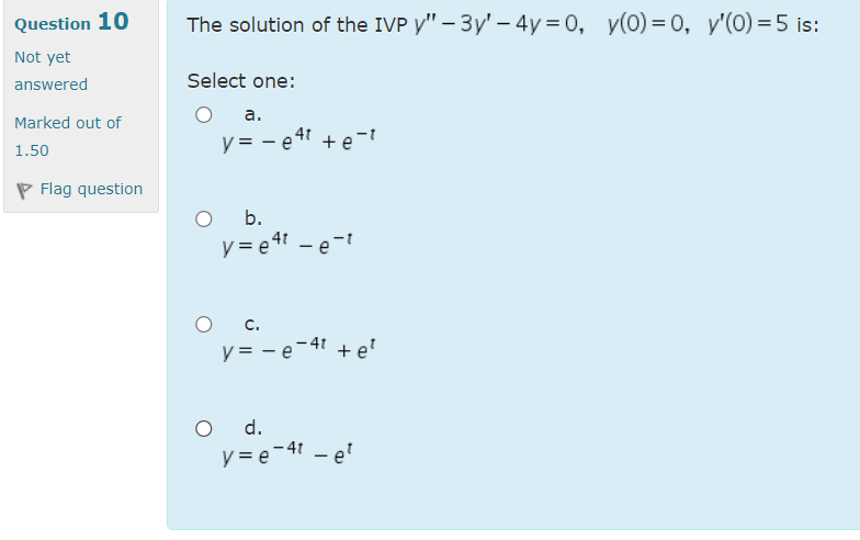 Solved The Solution Of The Ivp Y 3y 4y 0 Yo 0 Yo