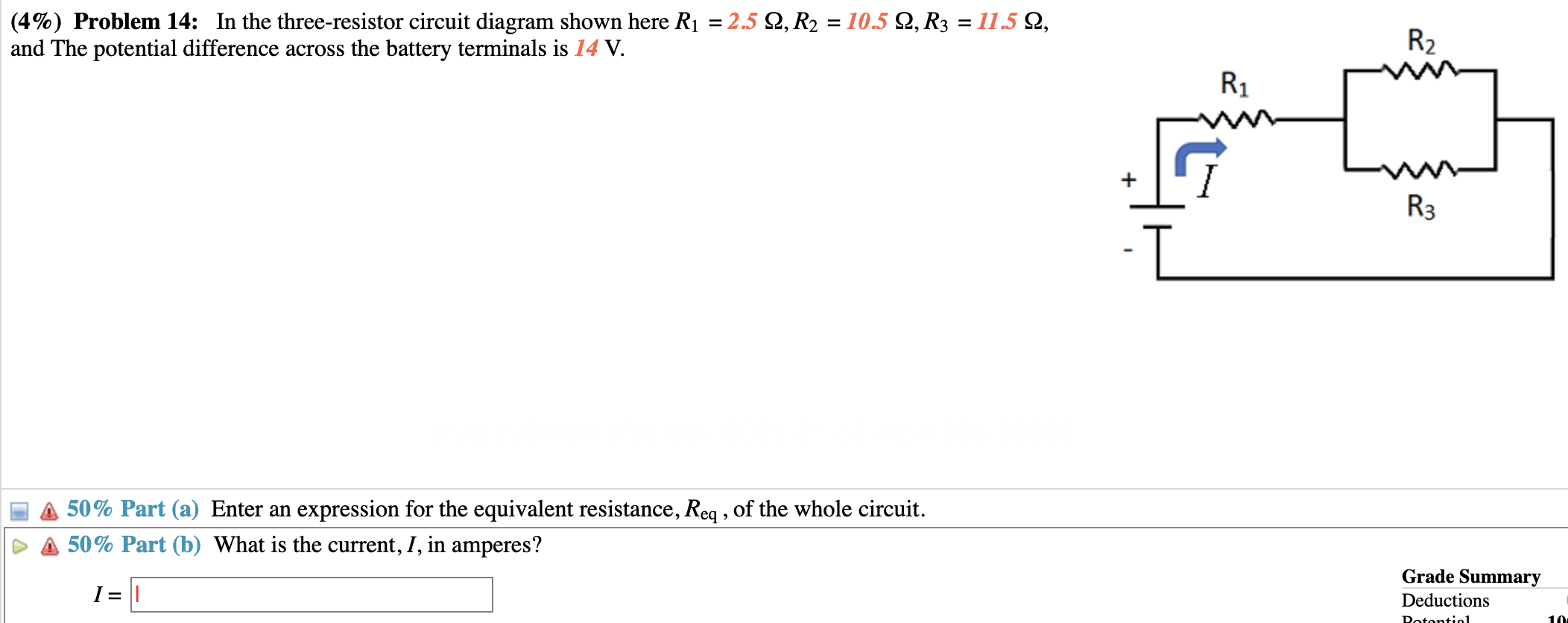 Solved (4\%) Problem 14: In The Three-resistor Circuit | Chegg.com