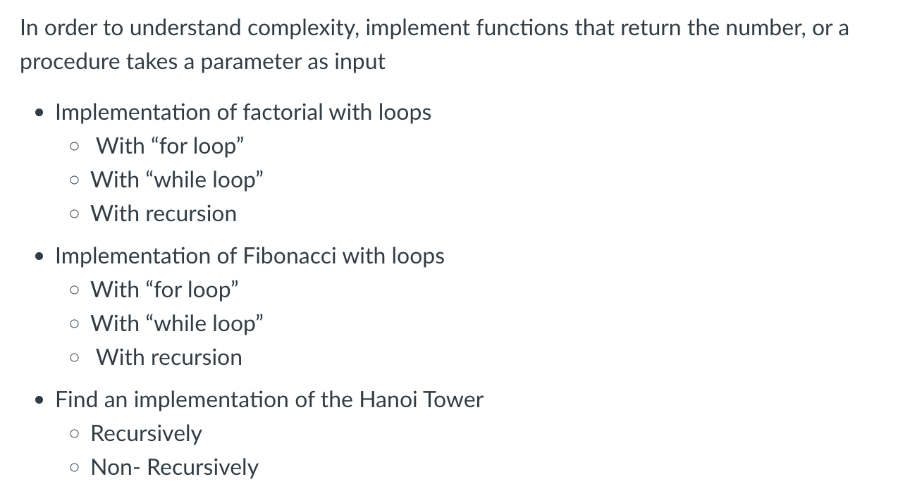 Solved In order to understand complexity, implement | Chegg.com