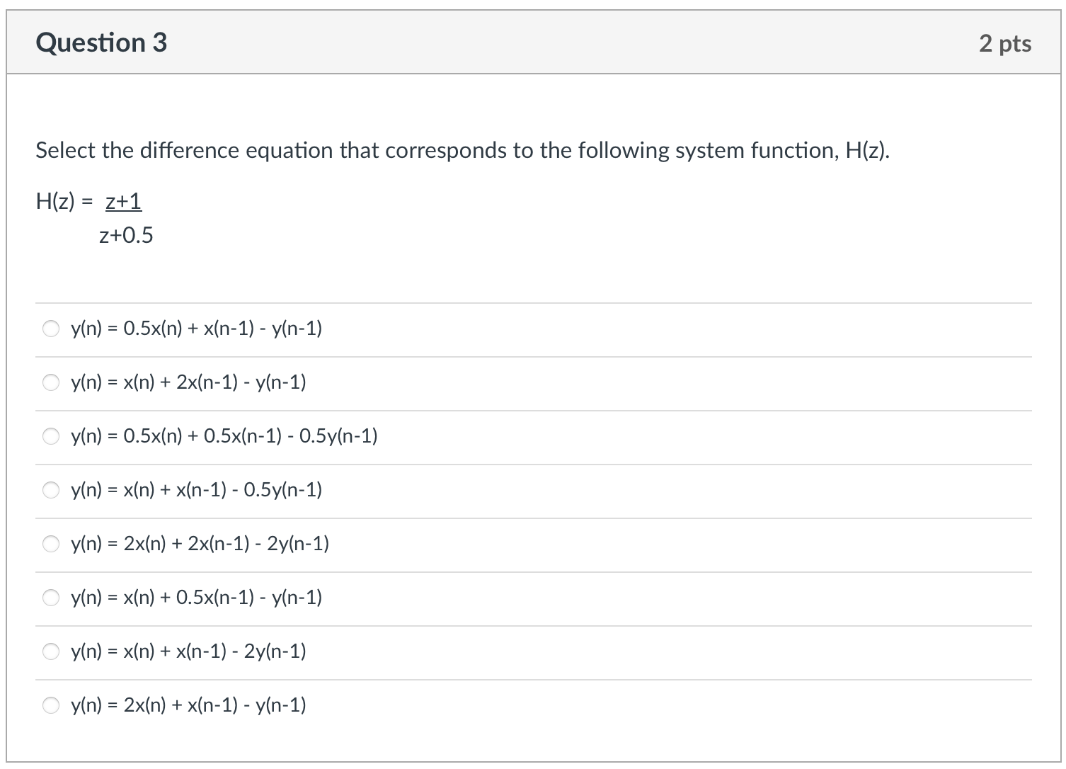 Solved Select The Difference Equation That Corresponds To 