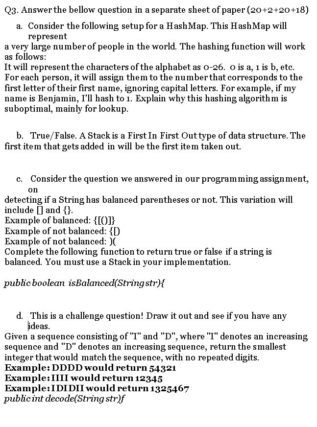 Solved Q3. Answer the bellow question in a separate sheet of