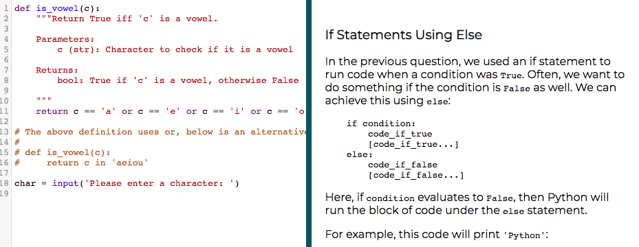 Solved 1 def is_vowel(c): "Return True iff 'c' is a vowel. | Chegg.com