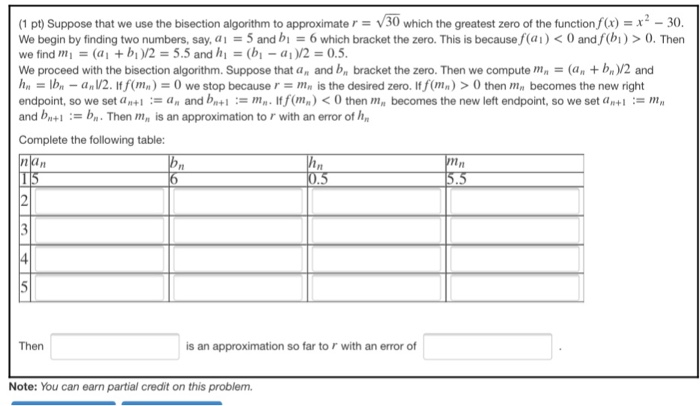 Solved (1 pt Suppose that we use the bisection algorithm to | Chegg.com