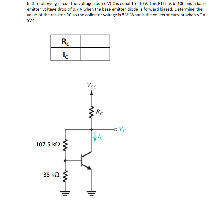 Solved In the following circuit the voltage source VCC is | Chegg.com