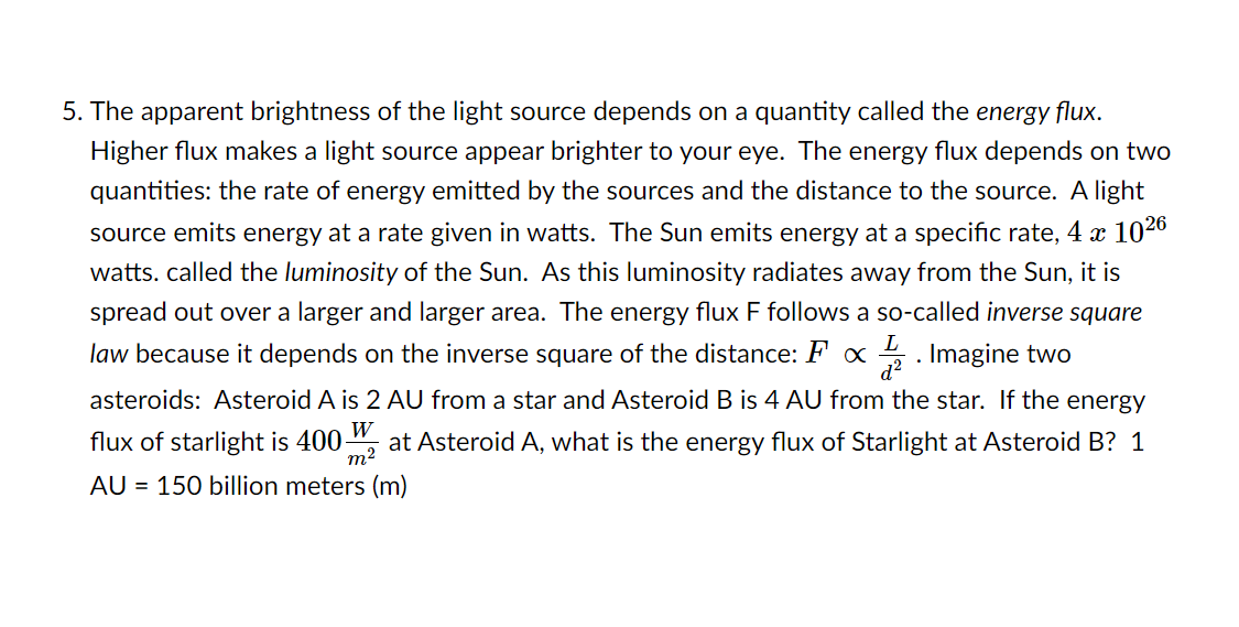 Solved 5. The apparent brightness of the light source | Chegg.com