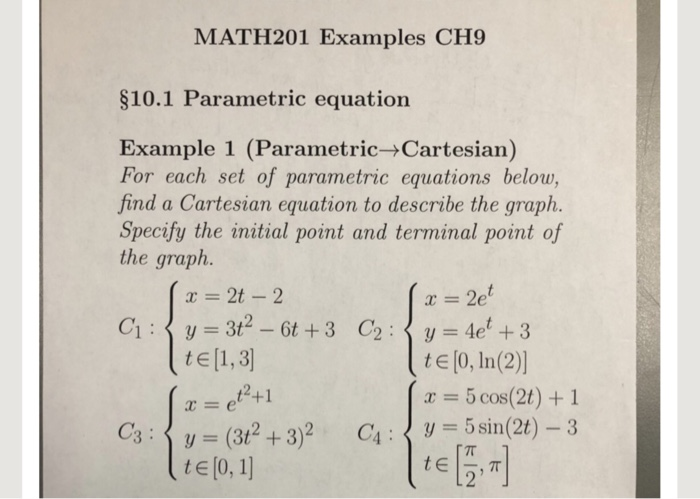Writing Parametric Equations Given Two Points