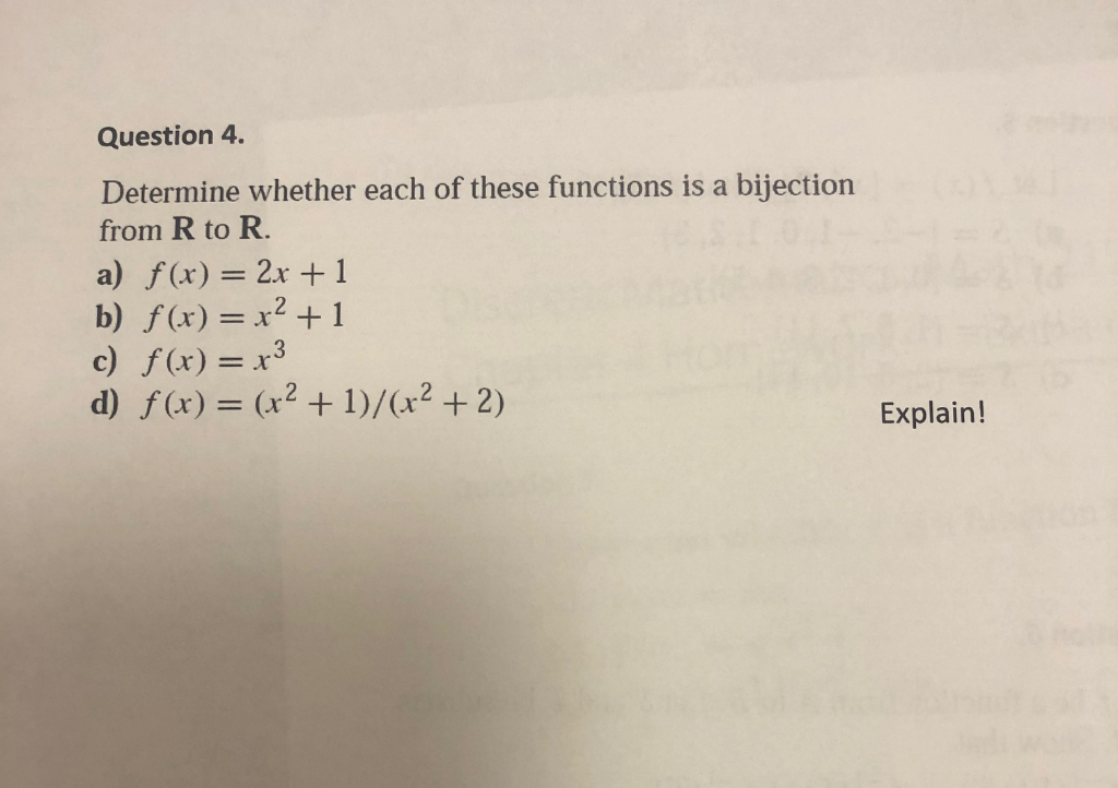 Solved Question 4. Determine Whether Each Of These Functions | Chegg.com