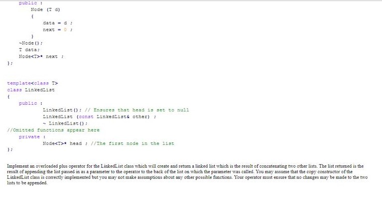 template class Node publie: Node (d) data-d next = 0; | Chegg.com