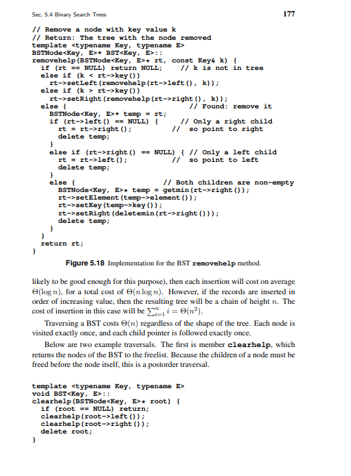 [C++] Implement the class BST from figure 5.14 - 5.18 | Chegg.com