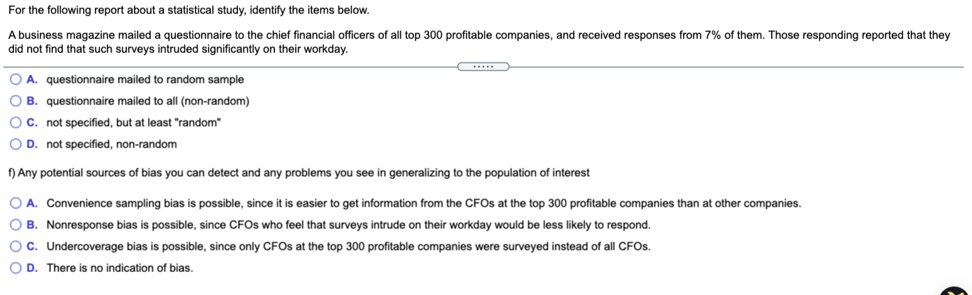 Solved For The Following Report About A Statistical Study, | Chegg.com