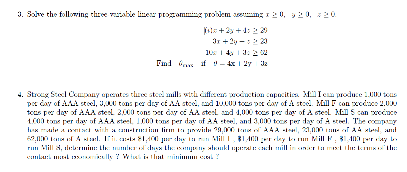 Solved 3. Solve the following three-variable linear | Chegg.com