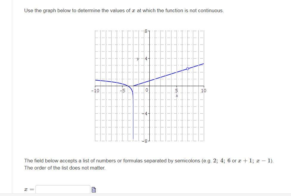 Solved Use the graph below to determine the values of x at | Chegg.com