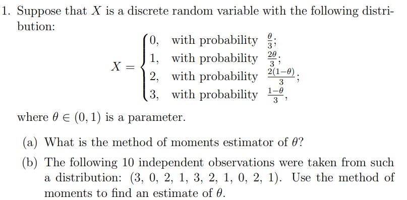 Solved 1. Suppose That X Is A Discrete Random Variable With | Chegg.com