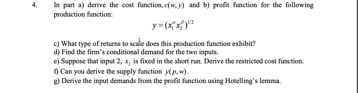 Solved In Part A Derive The Cost Function C W Y And B Chegg Com