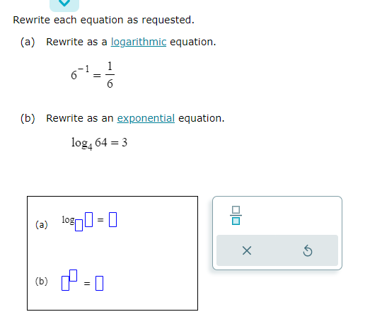 Solved Rewrite each equation as requested. (a) Rewrite as a | Chegg.com