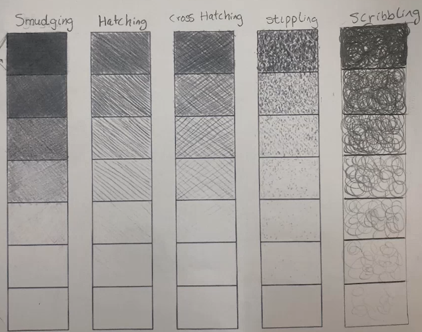 Solved Draw in paper 5 type shading Techniques 5 rectangles