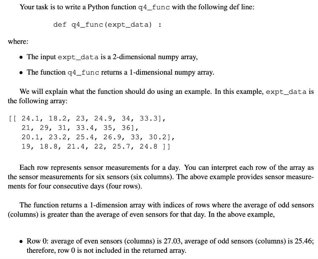 Solved Your task is to write a Python function q4_func with | Chegg.com