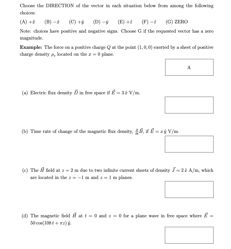 Solved Choose The Direction Of The Vector In Each Situati Chegg Com