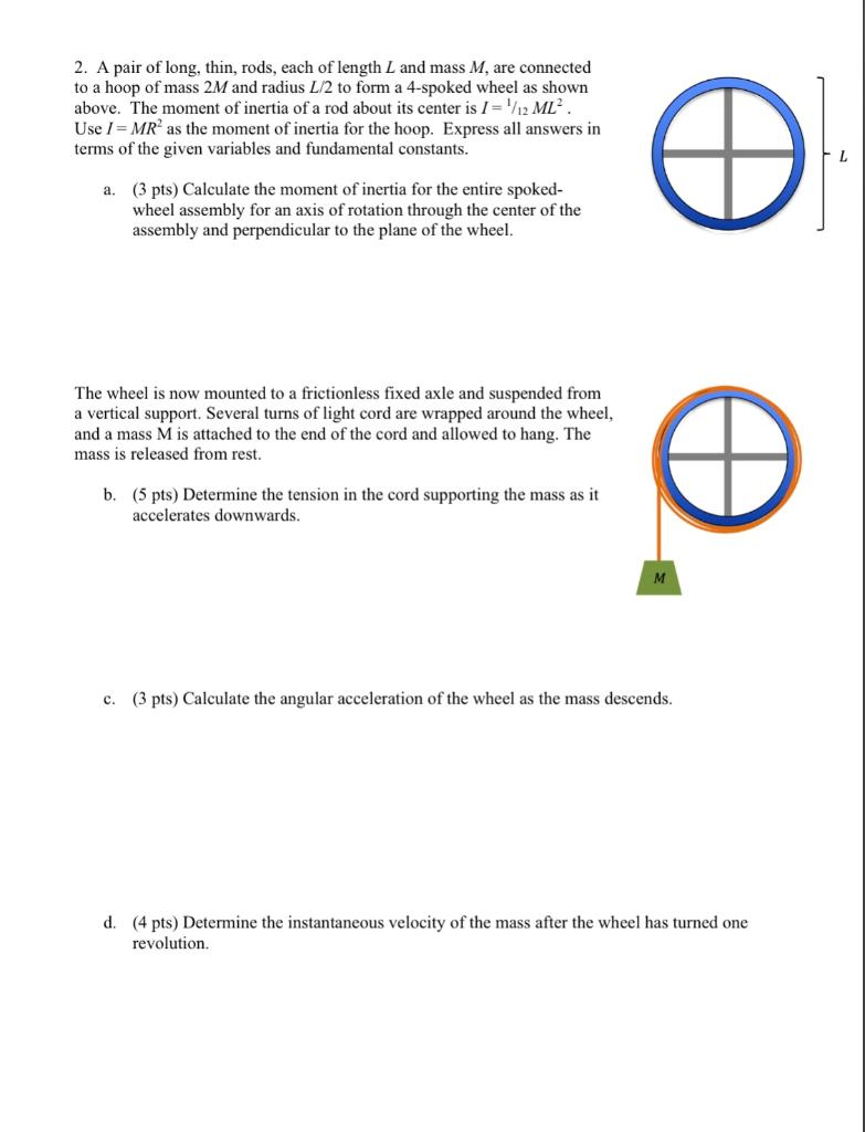 Solved 2. A pair of long, thin, rods, each of length L and | Chegg.com