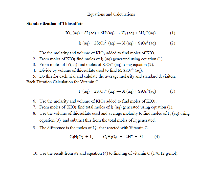 Solved 3. This titration is done using potassium iodate to