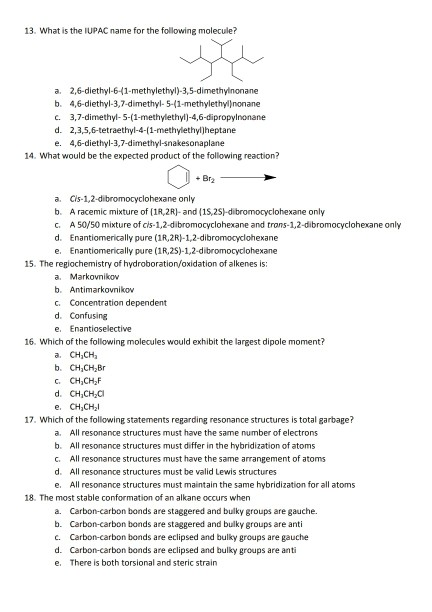 Solved 13. What Is The Iupac Name For The Following 