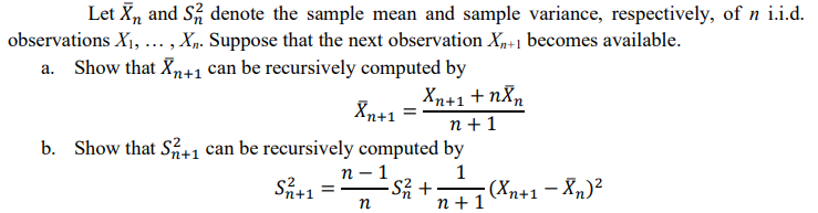 Solved Let Ăn and S denote the sample mean and sample | Chegg.com