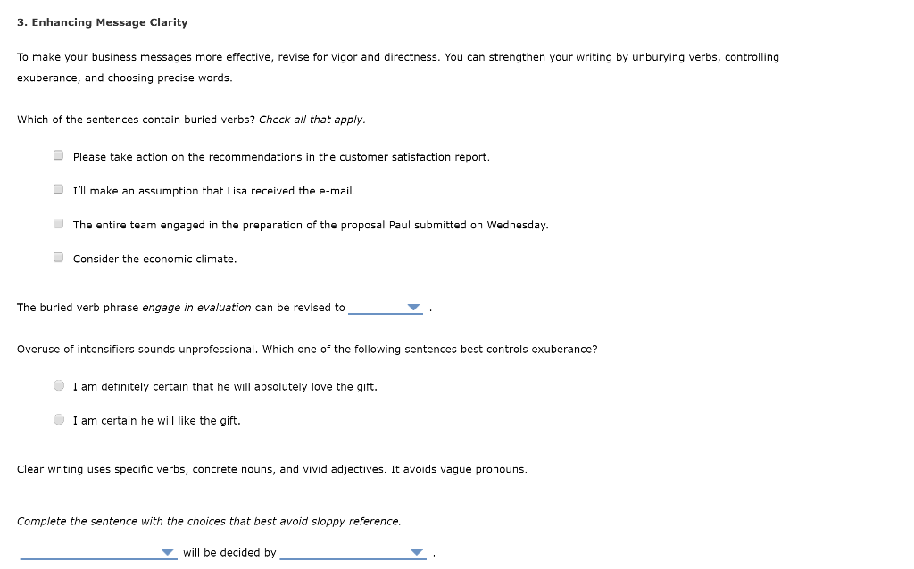 Solved 3 Enhancing Message Clarity To Make Your Busines