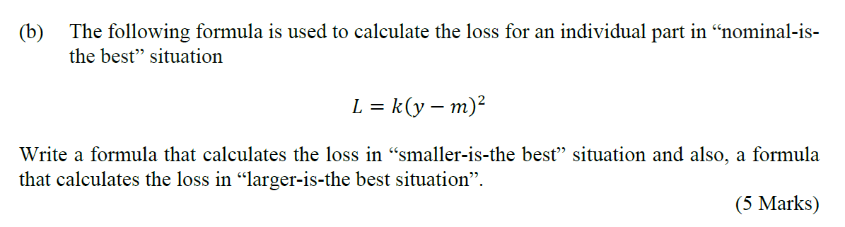 Solved (b) The following formula is used to calculate the | Chegg.com