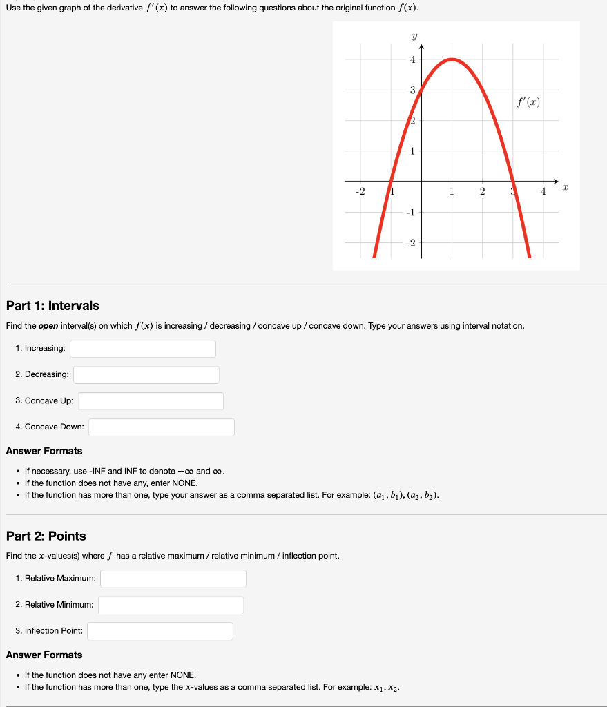 Solved Part 1: Intervals Find the open interval(s) on which | Chegg.com