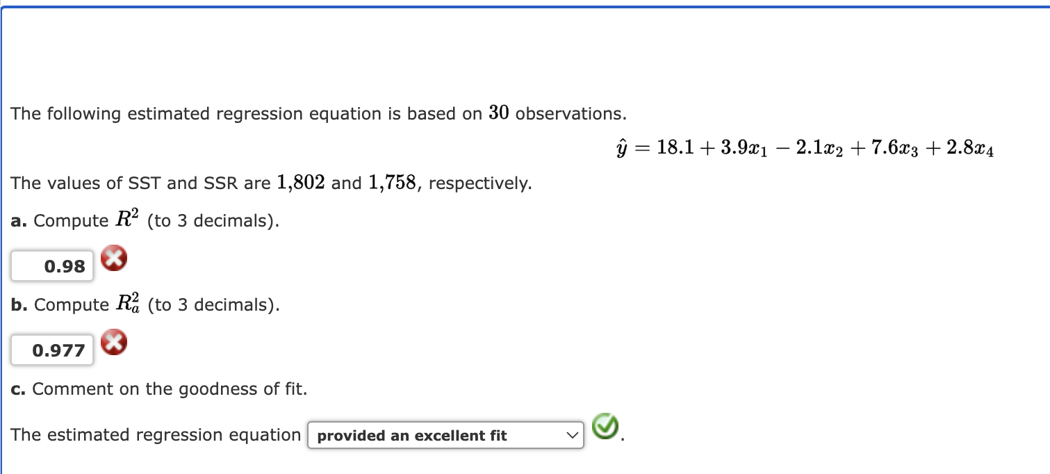 Solved The Estimated Regression Equation For A Model | Chegg.com