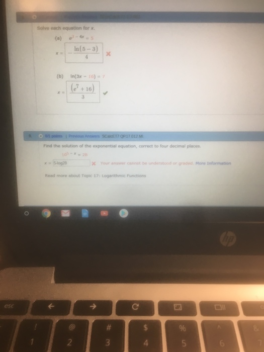 Solved Solve each equation for x n(5-3) (b) In(3x-16)7 | | Chegg.com