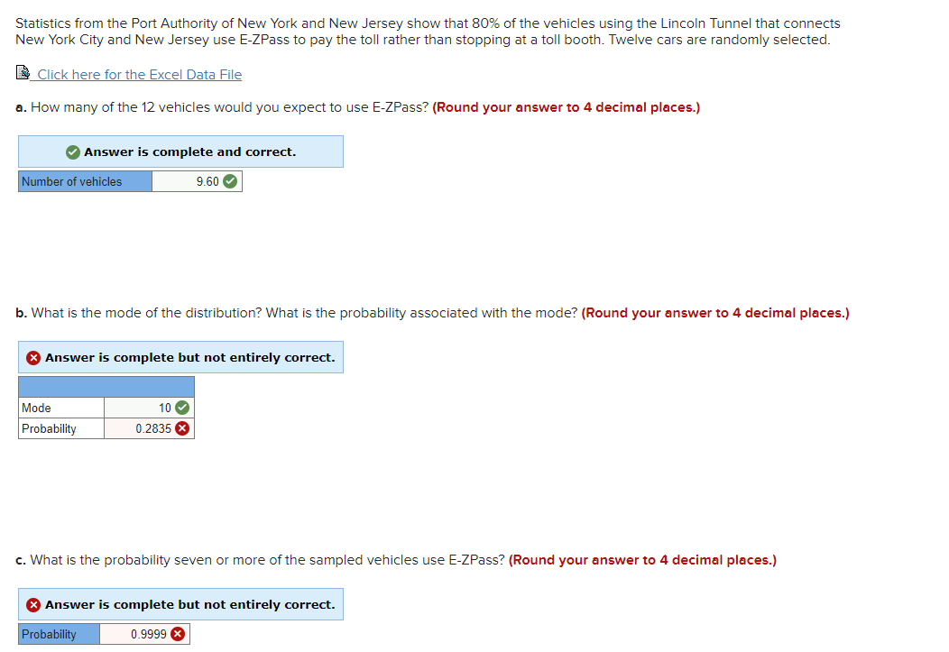 Solved Statistics from the Port Authority of New York and