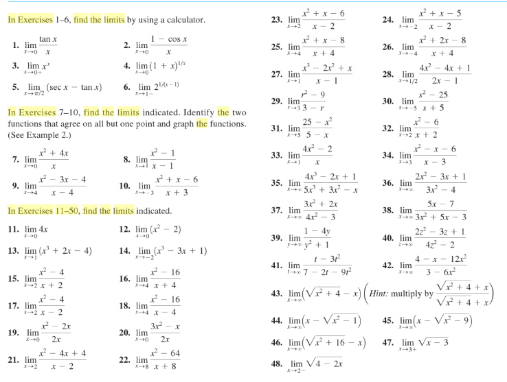 Solved In Exercises 1-6, find the limits by using a | Chegg.com