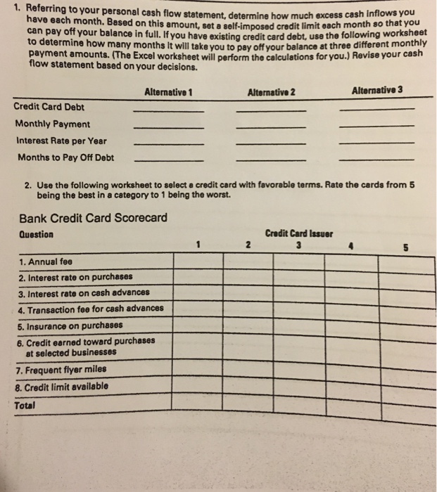 Solved: Referring To Your Personal Cash Flow Statement, De... | Chegg.com