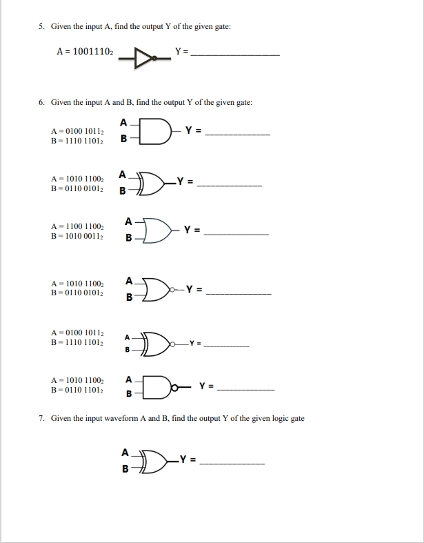 Solved 5. Given the input A, find the output Y of the given | Chegg.com