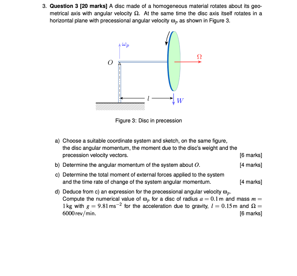 Solved 3. Question 3 [20 marks] A disc made of a homogeneous | Chegg.com