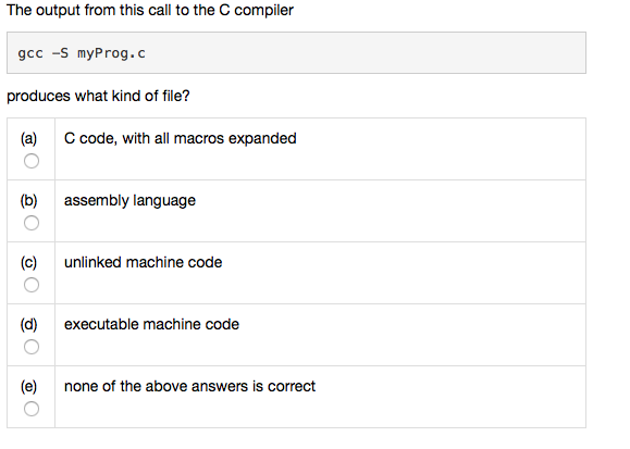 Solved The output from this call to the C compiler gcc -S | Chegg.com
