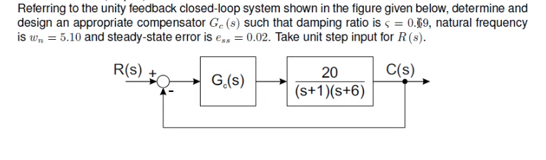 Solved Referring to the unity feedback closed-loop system | Chegg.com