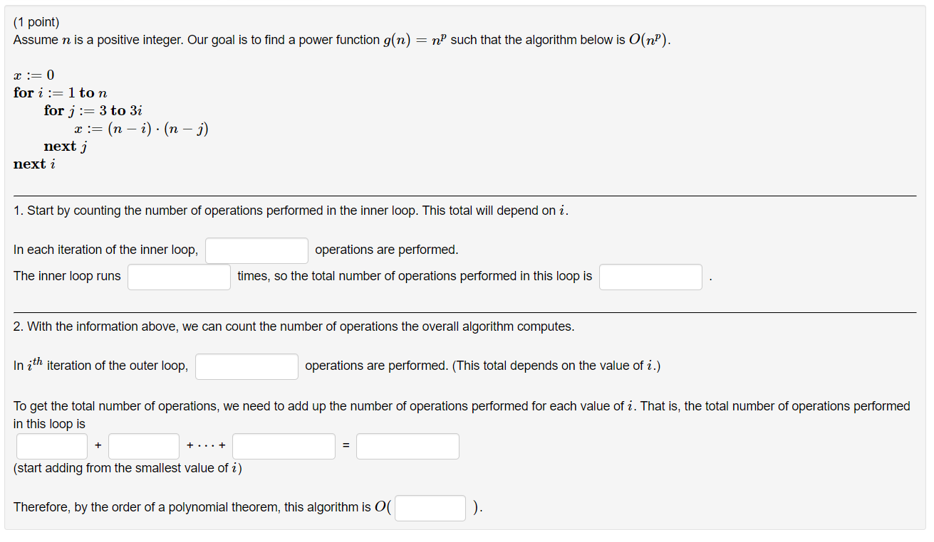 (1 point) Assume n is a positive integer. Our goal is | Chegg.com